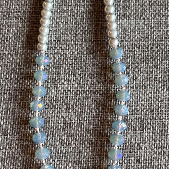 Blue Crystal Gray Pearl Pink Tassel Feminine Dainty Adjustable Length Ne… - Picture 5 of 10
